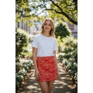 Vintage Milly New York Zebra Jacquard Mini Skirt 8 Y2K Orange Designer